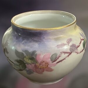French hand painted rose vase